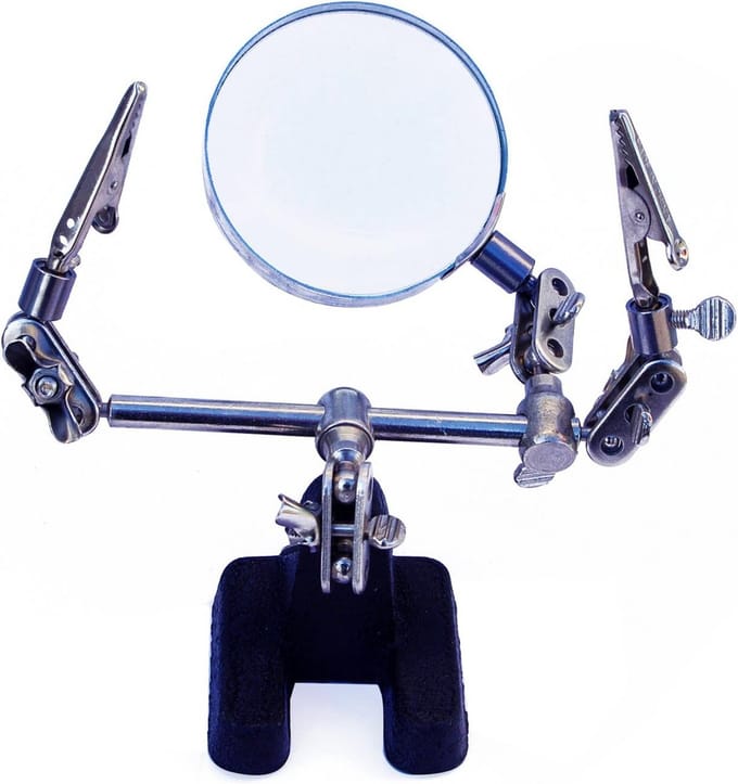 Madisef 040207 Precisie-horlogehouder met vergrootglas, met 2 tangen