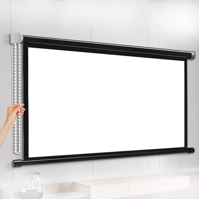 Projectiescherm - Filmscherm Beamer - Thuisbioscoop Maken - Handmatig Intrekbaar - 60 Inch 4:3 - Wit