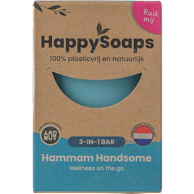 HappySoaps - 3-in-1 Hair, Body & Face Bar - Hammam Handsome - 70gr