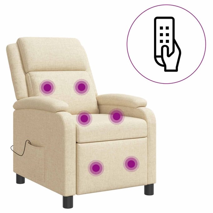 vidaXL - Massage - Relaxstoel - Crèmekleurig - Stof