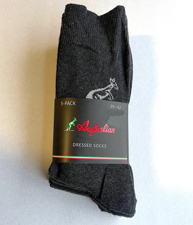 Australian Sokken - Unisex - 5-Pack - Maat 39-42 - Donker Grijs