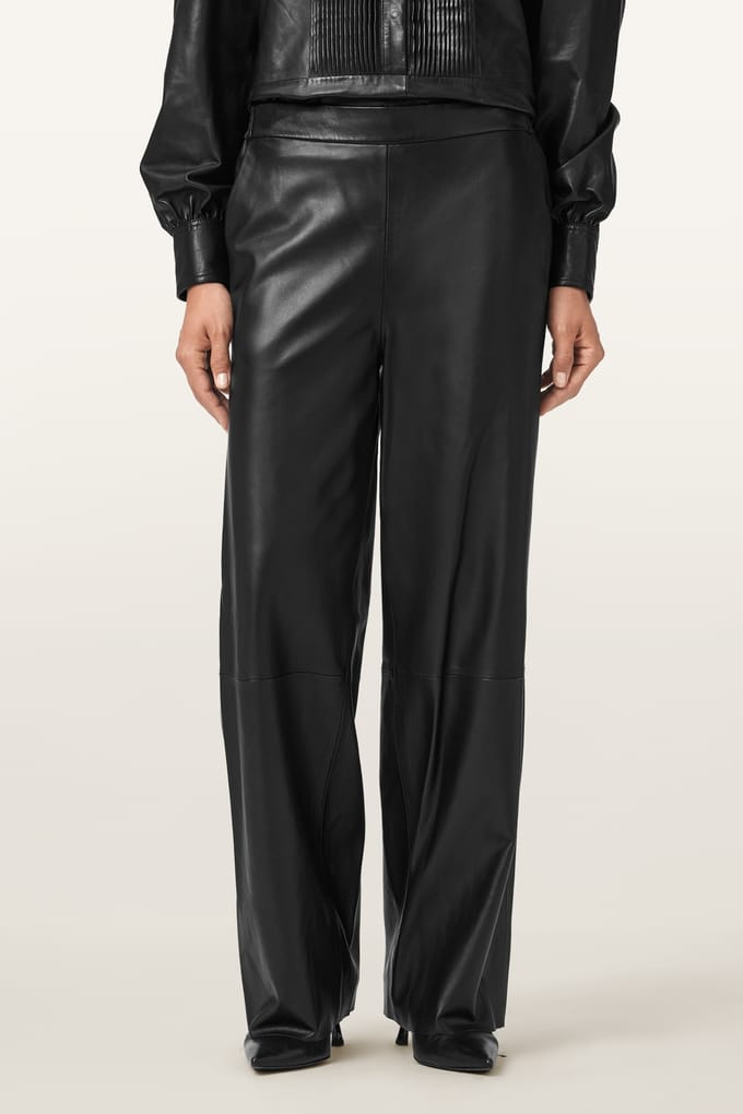 AllSaints Ash Lea Trouser Black Taglia: 2 | Pantaloni di pelle Outlet | Donna | Nero