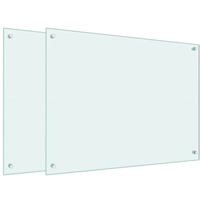 vidaXL - Spatschermen - keuken - 2 - st - 80x60 - cm - gehard - glas - wit