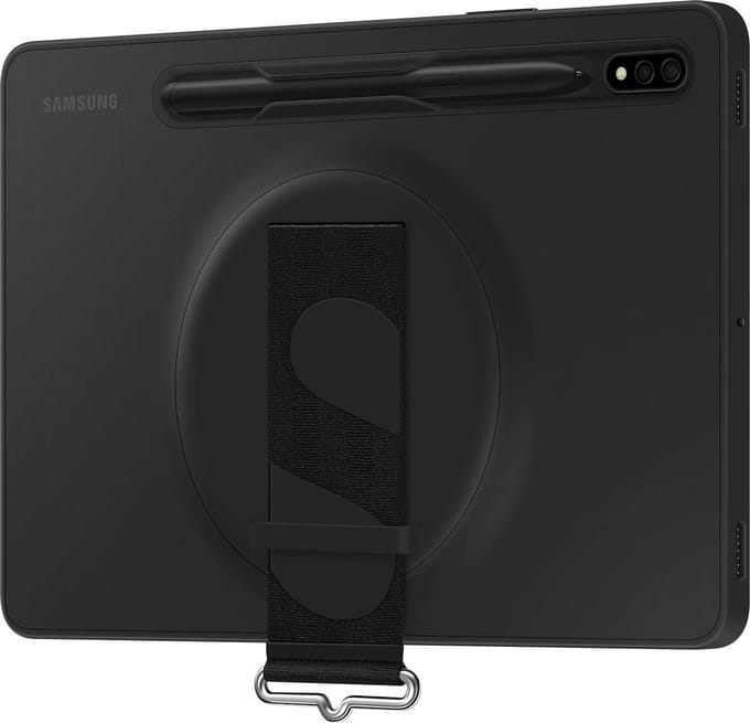 Samsung Galaxy Tab S8 - Siliconen Hoesje met Strap  - Zwart