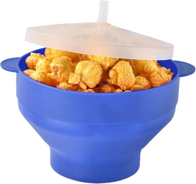 Siliconen Popcorn Bowl - Magnetron Popcorn Maker - Films Kijken - Opvouwbaar Ontwerp - 12.5 cm Diameter - Blauw