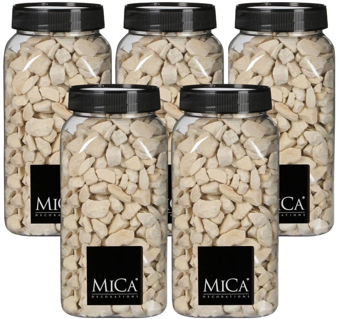 Mica Decorations decoratie steentjes - 5x - creme wit - 650ml - hobby steentjes - sier stenen