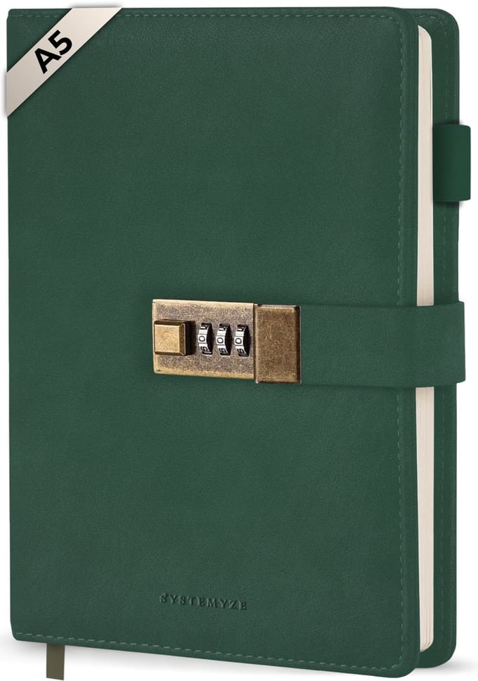 Systemyze Dagboek Volwassenen met Slot en Code – Hervulbaar – Journal – A5 – Groen