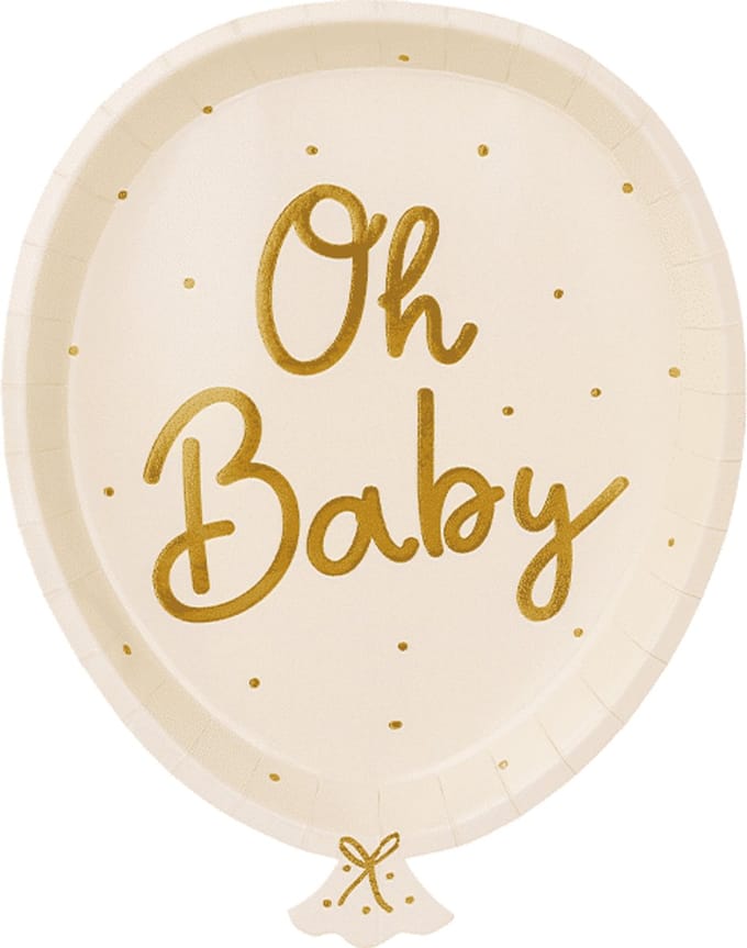 PartyDeco - Borden (papier) - Oh Baby (6 stuks)