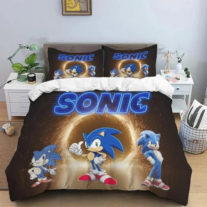 3D Cartoon Spel Egel Dekbed Beddengoed Set Dekbedovertrek Bed Set Dekbedovertrek Kussensloop King Queen Size Beddengoed Set AU Single(140*210cm)3pcs