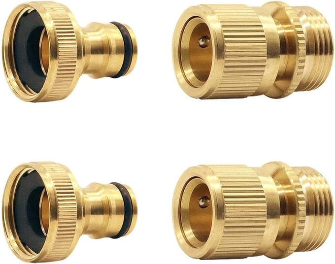 Volledige Messing Tuinslang Aansluiting 3/4 Inch voor Snelle Verbinding van Tuinslangen - Set van 2 Stuks