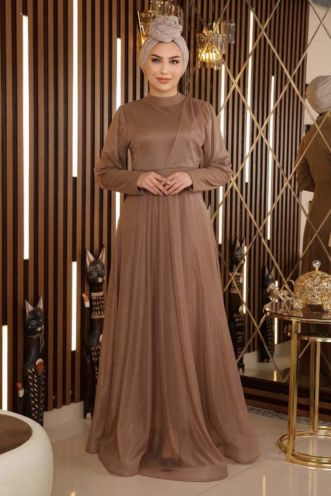 Glitterend Avondjurk With Rits Detail On The Cuff, Nerts