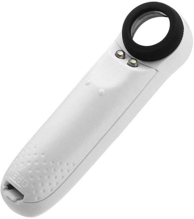 Allecto - Vergrootglas - 40X Vergroting - Met 2 LED-lampen - Wit