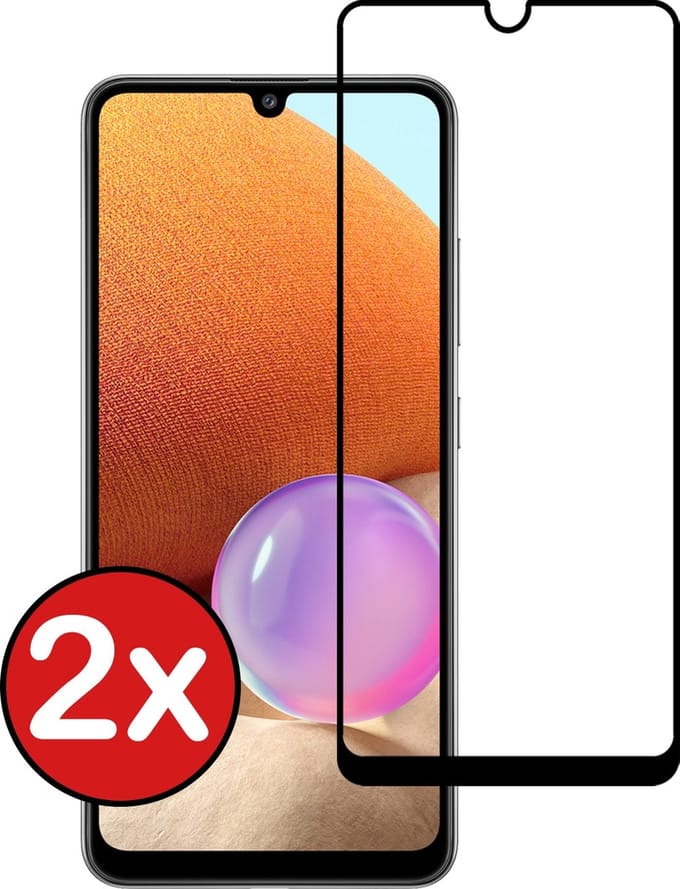 Screenprotector - 2 Stuks - Geschikt voor Samsung Galaxy A32 5G - Full Cover - Beschermglas - Gehard Glas - Tempered Glass - Screen Protector