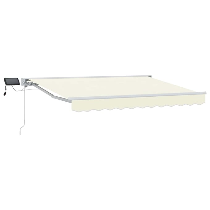 vidaXL - Handbediende - luifel - met - LED's - Crème - en - Wit - 3,5 - x - 2 - m