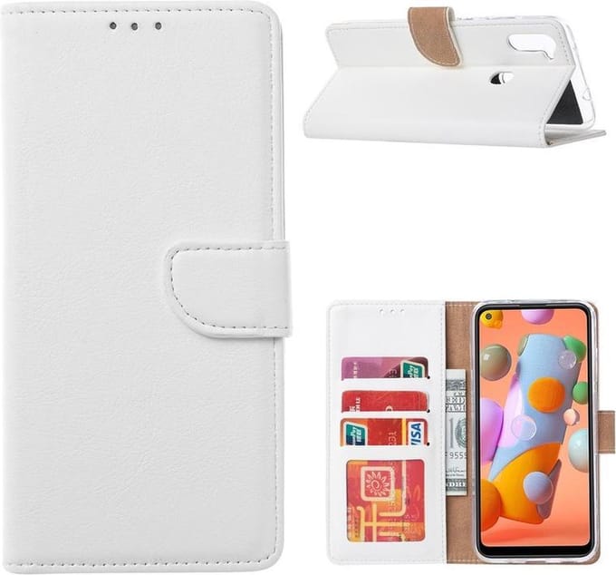Bookcase Geschikt voor: Samsung Galaxy A11 - Wit - Portemonnee hoesje