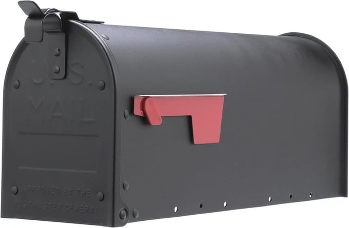 Aluminium Post Mount Brievenbus met Medium Capaciteit in Getextureerd Zwart