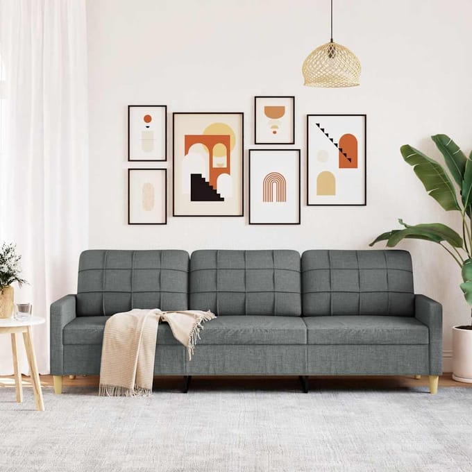 vidaXL - Driezitsbank - 210 - cm - stof - donkergrijs