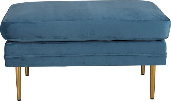 Boom poef, hocker velours blauw, messing.