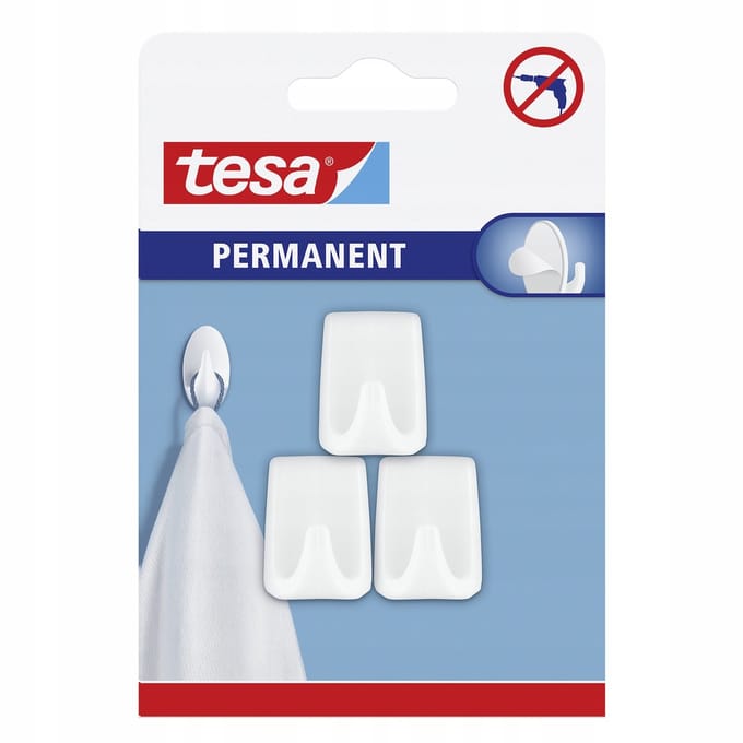 Tesa Permanent Serie - Zelfklevende Haken - 3 Stuks - Wit