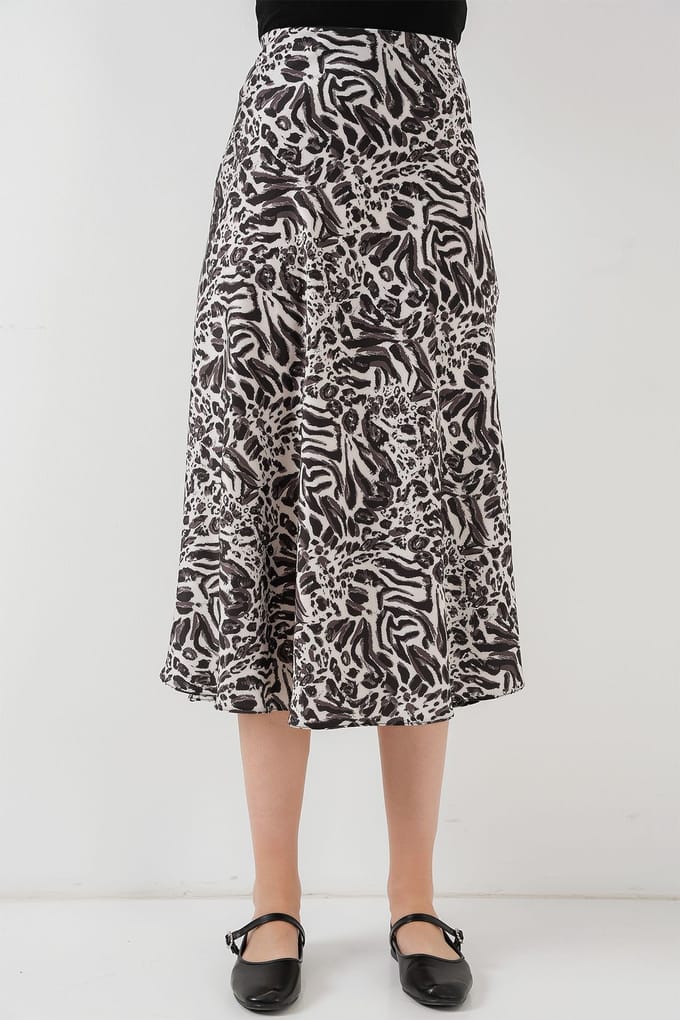 Satijnen A-Lijn Midi Rok met Elastische Taille