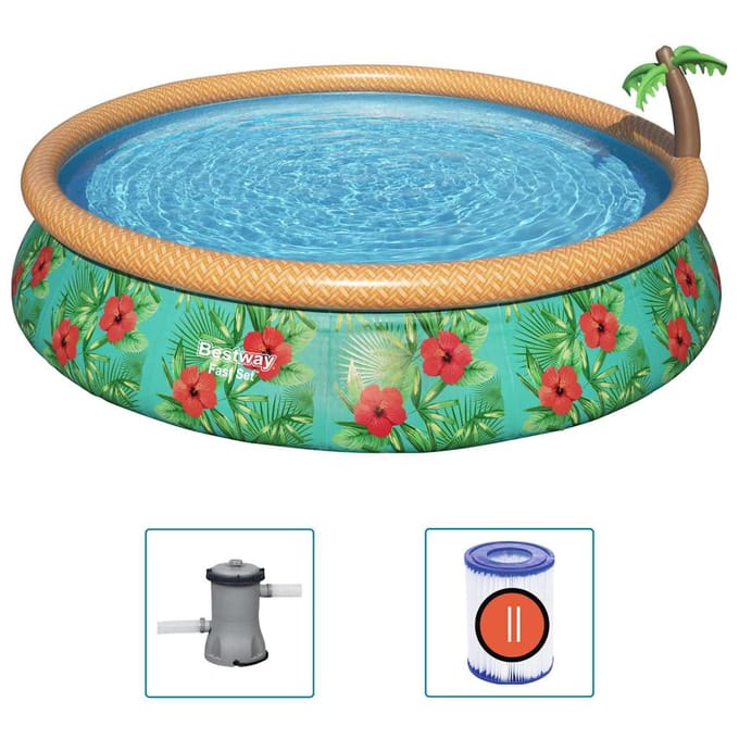 Bestway - Fast - Set - Zwembadset - Paradise - Palms - opblaasbaar - 457x84 - cm