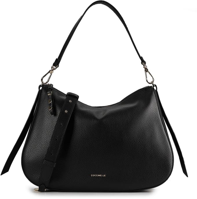 COCCINELLE Leren schoudertas Nory Handbag Grained Leather Noir zwart
