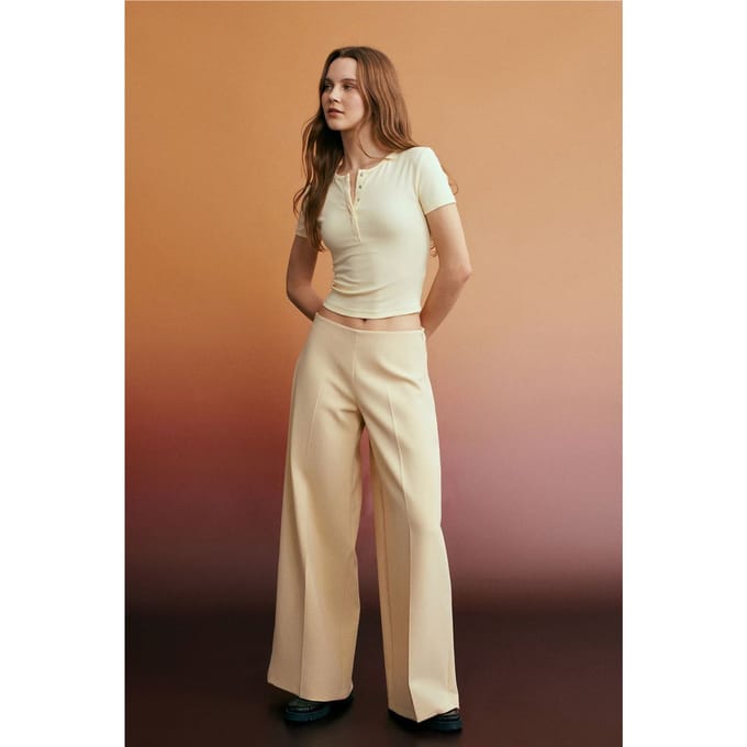 Hoge Taille Wijde Pantalon van Crêpe