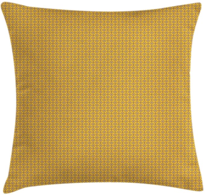 ABAKUHAUS Kussenhoes Geometrisch – 60x60 cm – Mosterdgeel/Violet