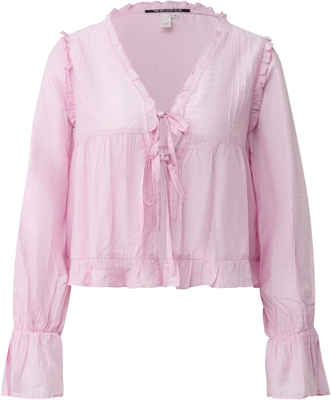 Dames blouse met knoop en volant QS Regular Fit
