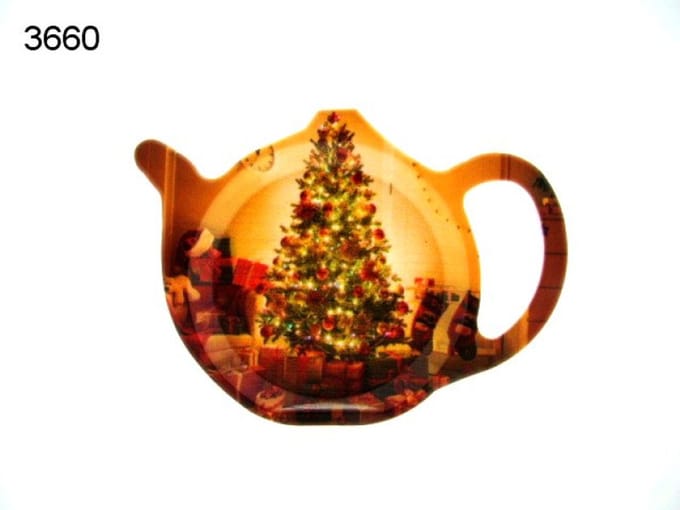 Geharo Theetip kerst kerstboom - melamine - 13 x 9 cm