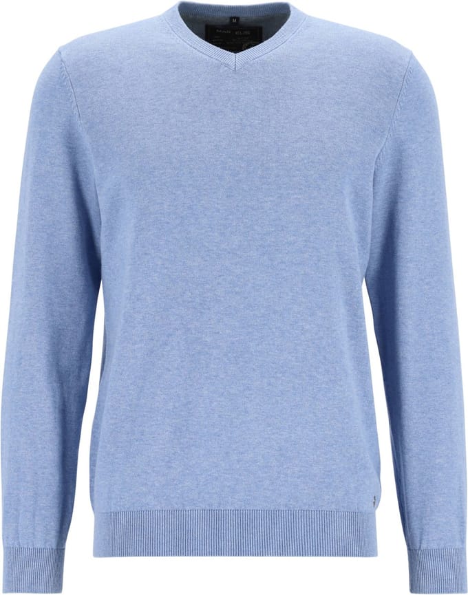 MARVELIS modern fit trui katoen - V-hals - lichtblauw