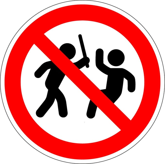 Verboden voor geweld sticker 100 mm