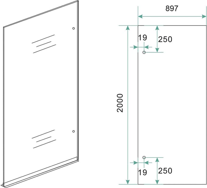 Wiesbaden Less Inloopdouche Rechts 90 x 200 cm - Geborsteld Brons Koper