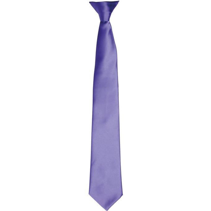 Premier Kleuren Heren Satin Clip Tie (Paars)