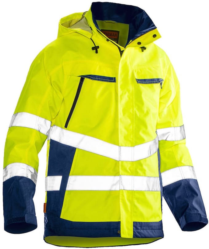 Jobman 1283 Hi-Vis Shell Jacket 65128362 - Geel/Navy - XXL