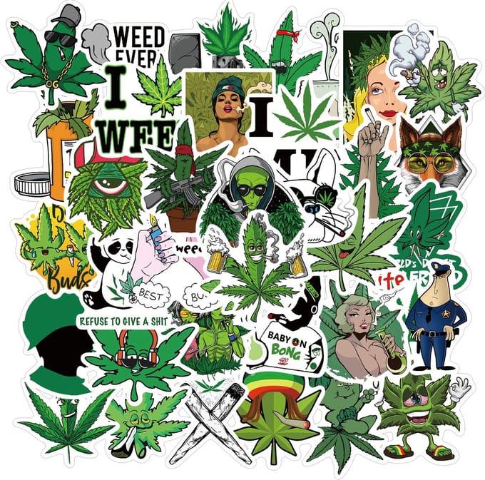 Stoner Wiet Stickers - set 50 stuks - Laptop Stickers - Stickervellen
