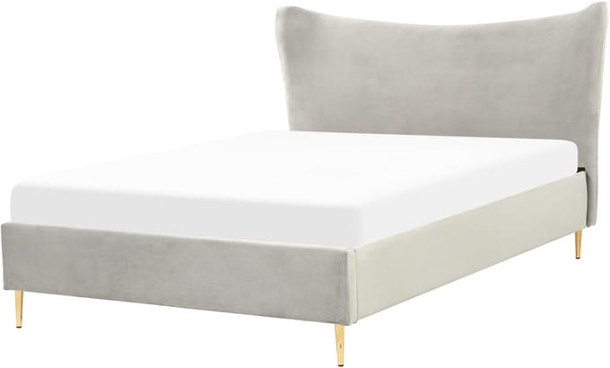CHALEIX - Tweepersoonsbed - Lichtgrijs - 140 x 200 cm - Fluweel