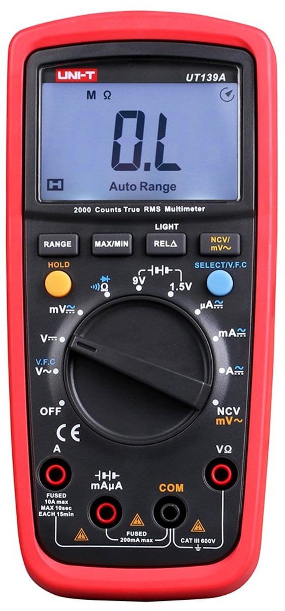 Digitale Multimeter True RMS met Frequentie NCV Weerstand Spanning Temperatuur Meting CAT III 600V