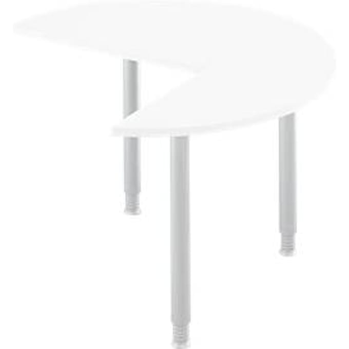 Aanbouwtafel, 3/4 cirkel, Ø 1200 mm, aanbouw rechts/links, wit/blank aluminium
