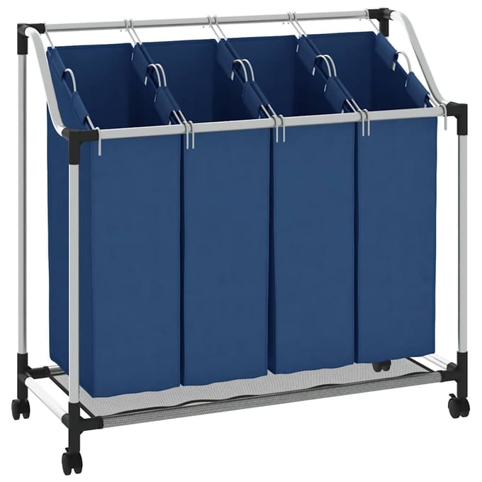 vidaXL - Wassorteerder - met - 4 - zakken - staal - blauw