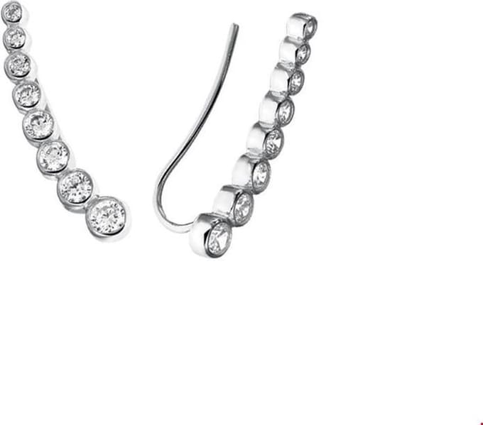Zilver Gerhodineerd Oorschuiven Zirkonia 1322345