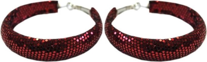 Behave Feestelijke glitter oorbellen dames - glam oorringen - rood - 5cm