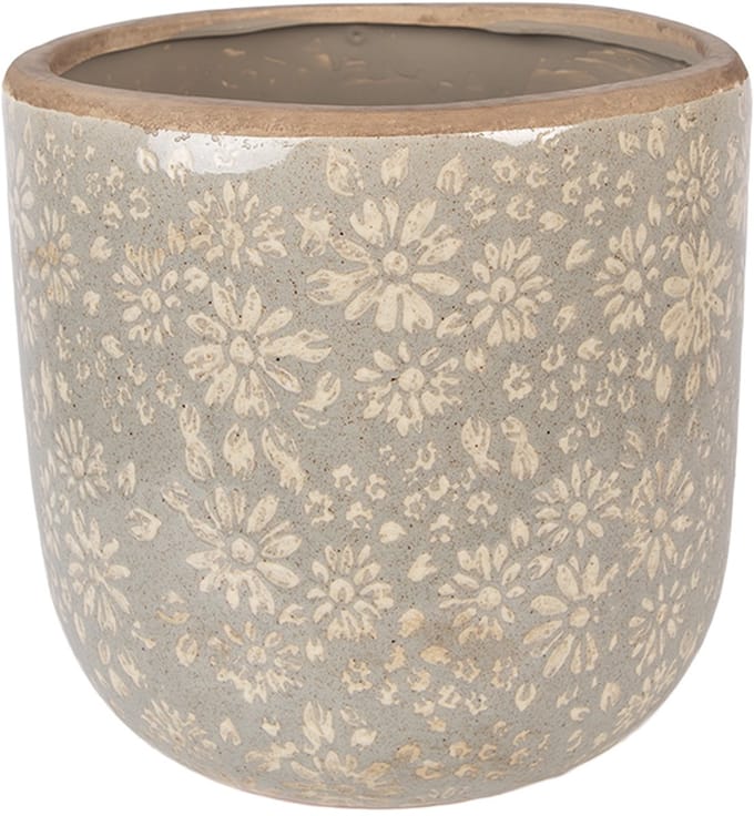 Keramiek Bloempot voor Binnen – Grijs – Rustieke Pot – Ø 20 cm – Keramiek