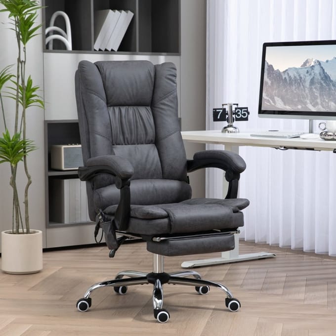 MODFU Bureaustoel - Massagefunctie En Warmtefunctie - Ergonomisch - Polyester - Donkergrijs