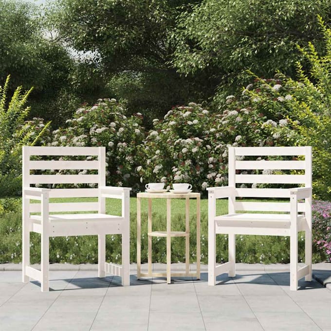 vidaXL - Tuinstoelen - 2 - st - 60x48x91 - cm - massief - grenenhout - wit
