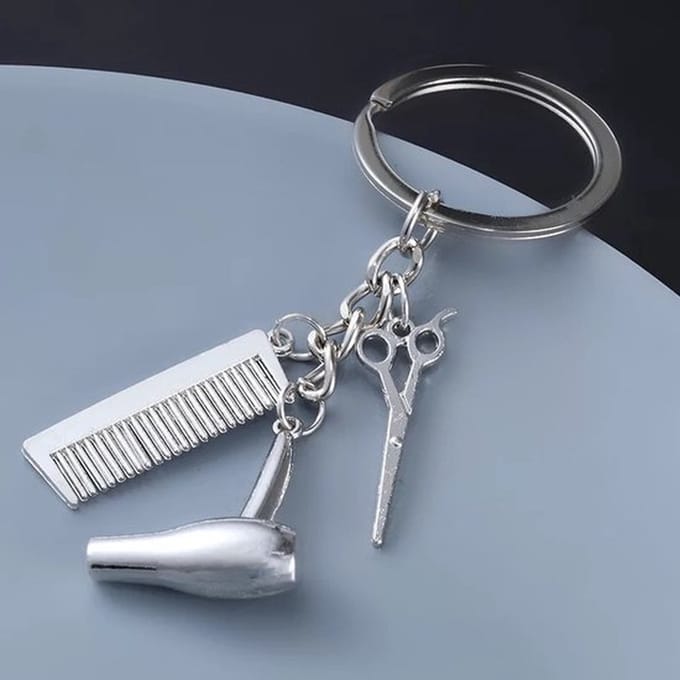 *** Kapper - Kam - Föhn - Schaar Sleutelhanger - Uitdeel Cadeau - Kapperszaak- van Heble® ***