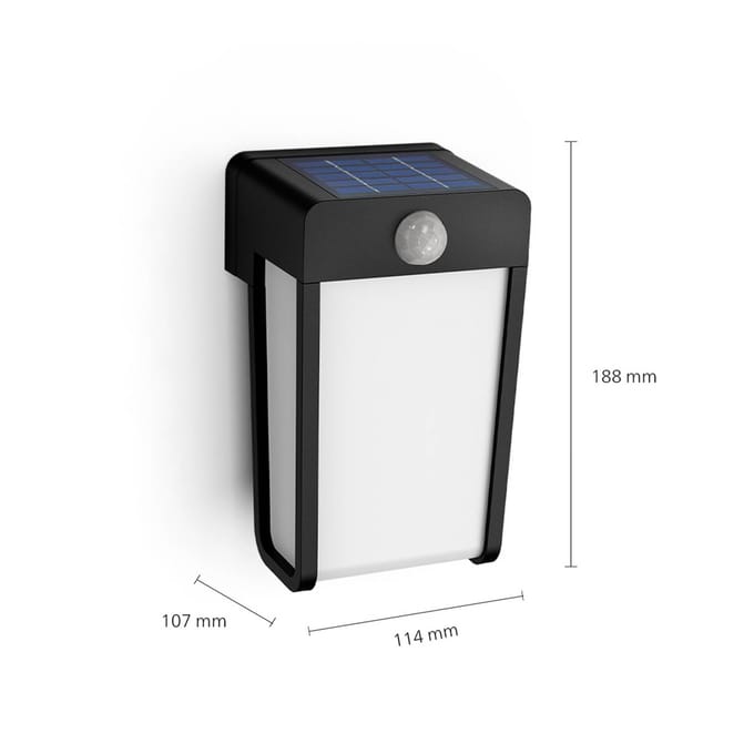 Philips LED-zonne-wandlamp Shroud, zwart/opaal, set van 2