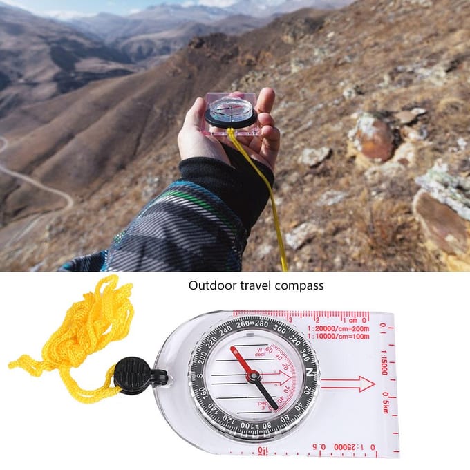 Boussole de Carte Portable Multifonctionnelle pour Camping Randonnée Aventure en Plein Air white
