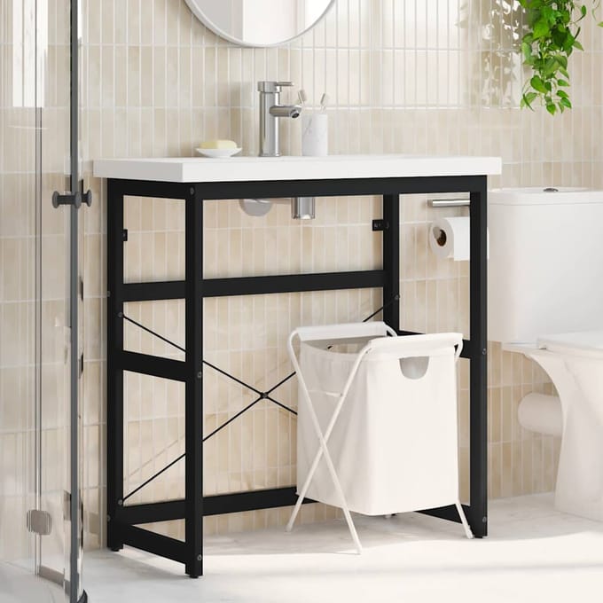 vidaXL - Wastafelframe - 79x38x83 - cm - ijzer - zwart