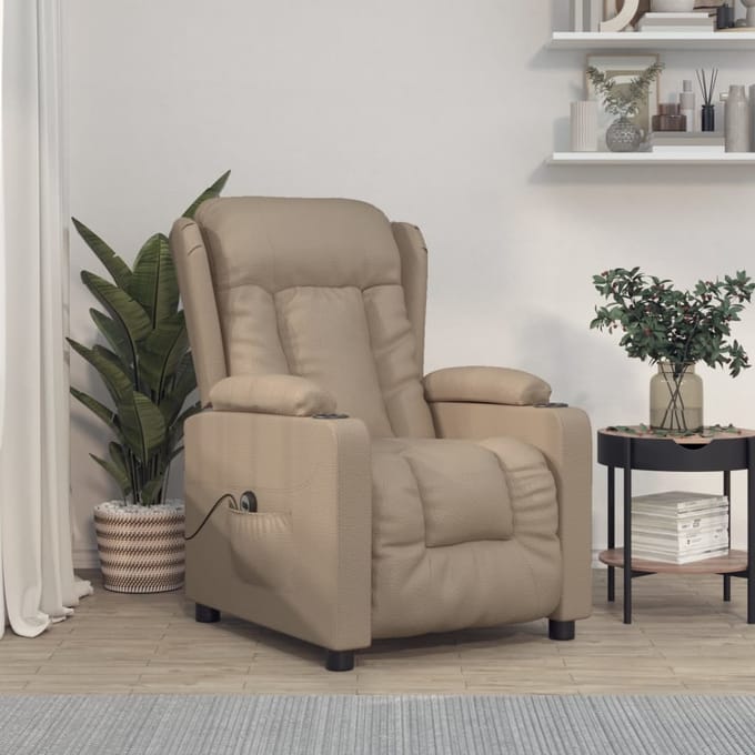 vidaXL - Fauteuil - verstelbaar - elektrisch - kunstleer - cappuccinokleurig